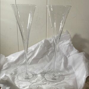 Kate Spade Lenox Frosted Polka Dot Chrystal Champagne Fluted Pair Glasses